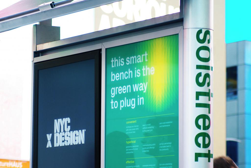 The benches are entirely solar-powered, running the e-ink community message boards and providing outlets for phone charging.